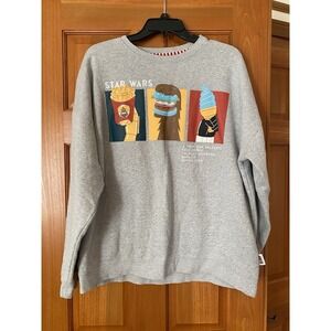 Star Wars Sweatshirt Men's Large Grey Crewneck Bantha Burger Chewbacca R2D2